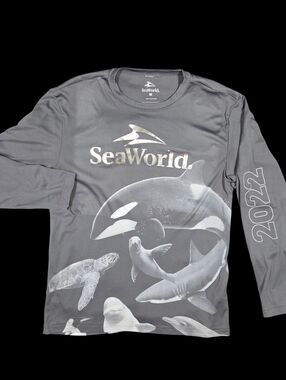 Sea World Graphic Shirt Performance Nature Whale Ocean Long Sleeve Adult Medium